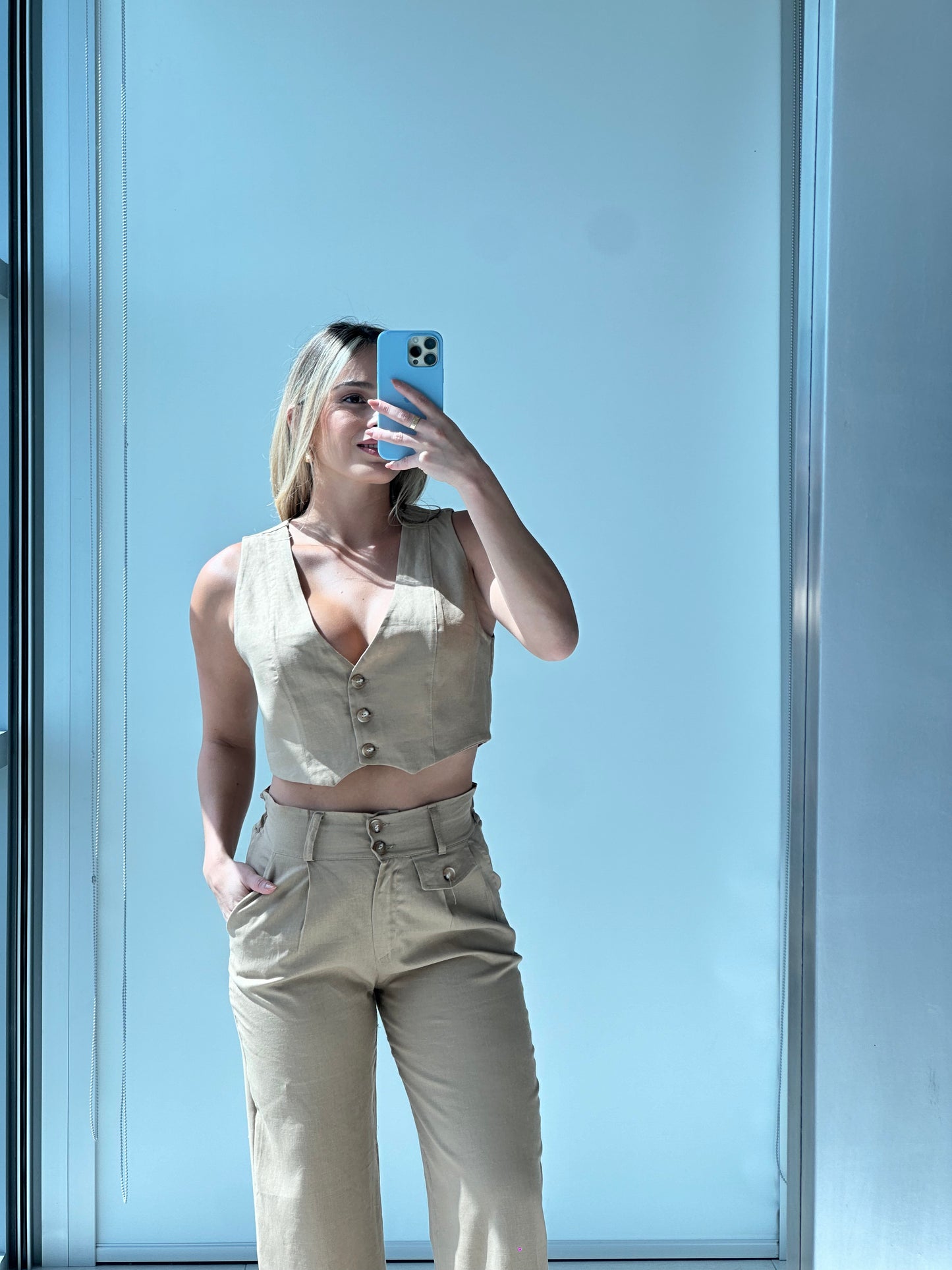 Linen Vest Pant Set